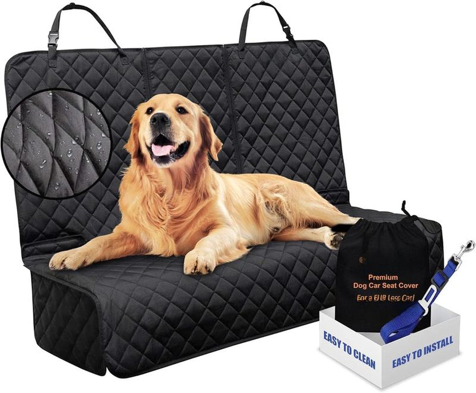 Dog Car Seat Covers - Pet Car Seat Cover Protector Waterproof, Scratch Proof, Heavy Duty and Nonslip Pet Bench Seat Cover - Middle Seat Belt Capable for Cars, Trucks and Suvs